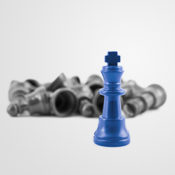 Black chess king, the most of strength isolated on white background
